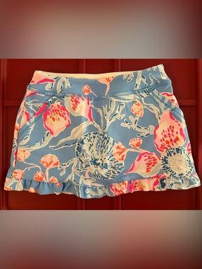 Lilly Pulitzer Blue Floral Ruffle Skort  Size Small (4-5)